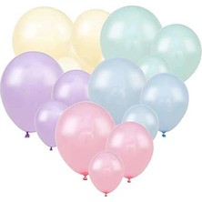 Parti Dünyası Makaron Soft Renkler Karışık Balon 10 Adet Normal Boy