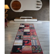 Patchwork Dijital Baskı Dekoratif Salon Halısı Makinede Yıkanabilir Kırkyama Kilim Kaymaz Taban Kırmızı Yolluk Modern Mutfak Halı Modelleri