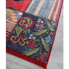 Patchwork Dijital Baskı Dekoratif Salon Halısı Makinede Yıkanabilir Kırkyama Kilim Kaymaz Taban Kırmızı Yolluk Modern Mutfak Halı Modelleri