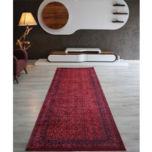 Afgan Kırmızı Salon Halısı Makinede Yıkanabilir Mutfak Halısı Modern Yolluk Dekoratif Kaymaz Taban Kilim