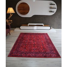 Afgan Kırmızı Salon Halısı Makinede Yıkanabilir Mutfak Halısı Modern Yolluk Dekoratif Kaymaz Taban Kilim