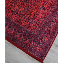 Afgan Kırmızı Salon Halısı Makinede Yıkanabilir Mutfak Halısı Modern Yolluk Dekoratif Kaymaz Taban Kilim