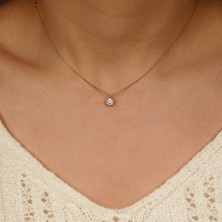 Adil İdil Kuyumculuk Rose Renk Yuvarlak Kesim Taşlı Kolye