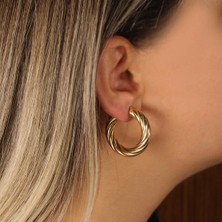 Adil İdil Kuyumculuk Orta Boy Retro Kalın Kadın Küpe