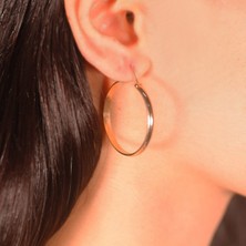 Adil İdil Kuyumculuk Büyük Boy Rose Renk Ince Halka Küpe