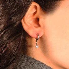 Adil İdil Kuyumculuk Beyaz Altın Zirkon Taş Sallantılı Küpe