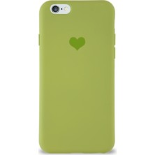 KZY Apple iPhone 6s Kılıf Kalp Logolu Altı Kapalı Içi Kadife Lansman Silikon Kılıf - Yeşil