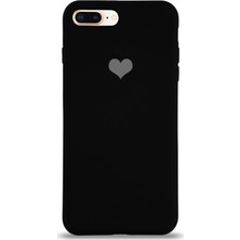 KZY Apple iPhone 6s Plus Kılıf Kalp Logolu Altı Kapalı Içi Kadife Lansman Silikon Kılıf - Siyah