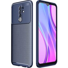 KZY Xiaomi Redmi 9 Karbon Tasarımlı Kapak - Lacivert