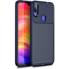 KZY Xiaomi Redmi Note 7 Karbon Tasarımlı Kapak - Lacivert