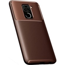 KZY Xiaomi Redmi Note 9 Karbon Tasarımlı Kapak - Kahverengi