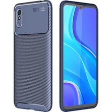 KZY Xiaomi Redmi 9A Karbon Tasarımlı Kapak - Lacivert