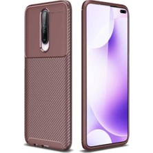 KZY Xiaomi Poco X2 Karbon Tasarımlı Kapak - Kahverengi