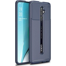 KZY Oppo Reno 2 Karbon Tasarımlı Kapak - Lacivert
