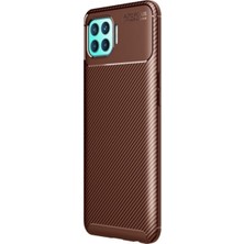 KZY Oppo Reno 4 Lite Karbon Tasarımlı Kapak - Kahverengi