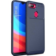 KZY Oppo A12 Karbon Tasarımlı Kapak - Lacivert