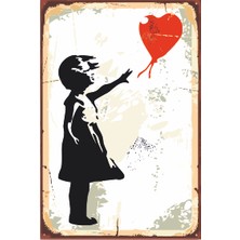 Hayat Poster Balonu Kaçan Kız Retro Ahşap Poster 20X30 cm