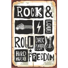 Hayat Poster Rock Roll Festival Retro Ahşap Poster 20X30 cm