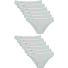 Bluence Kadın Beyaz  12'li  Paket Likralı Slip Külot