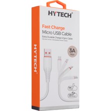 Hytech HY-X235 3A Micro USB Data Veşarj Kablosu Beyaz