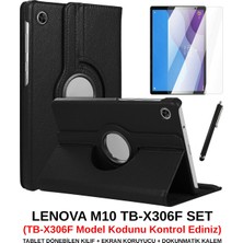 BizimGross Lenovo Tab M10 Hd (2.nesil) TB-X306F Kılıf Dönebilen Standlı Tablet Kılıfı + Ekran Koruyucu + Kalem