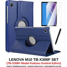 Wowacs Lenovo Tab M10 Hd (2.nesil) TB-X306F Kılıf Dönebilen Standlı Tablet Kılıfı + Ekran Koruyucu + Kalem