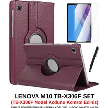 Wowacs Lenovo Tab M10 Hd (2.nesil) TB-X306F Kılıf Dönebilen Standlı Tablet Kılıfı + Ekran Koruyucu + Kalem