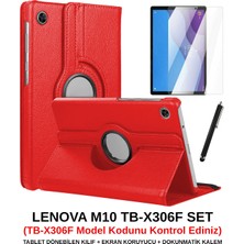 Wowacs Lenovo Tab M10 Hd (2.nesil) TB-X306F Kılıf Dönebilen Standlı Tablet Kılıfı + Ekran Koruyucu + Kalem