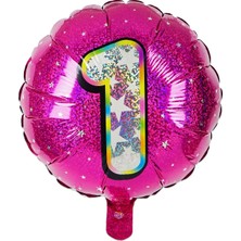 İKM Folyo Yuvarlak Rakam Balon Fuşya 1