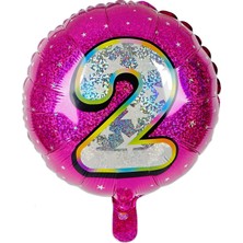 İKM Folyo Yuvarlak Rakam Balon Fuşya 2