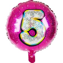İKM Folyo Yuvarlak Rakam Balon Fuşya 5