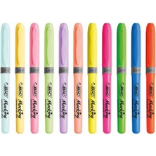 Bic Highlighter Grip 12 Renk Fosforlu Kalem Set Pastel + Canlı Renkler