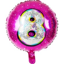 İKM Folyo Yuvarlak Rakam Balon Fuşya 8