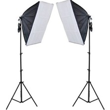 Nrcn Soft Box 50X70 Paraflaş 5 Duylu Sürekli Işık 200CM Ayak 2 Li Set