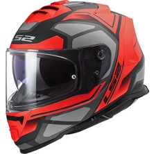 LS2 Kask Storm Faster Mat Kırmızı-Titanium S Beden UV Filtreli Vizör ve Konforlu İç Astar