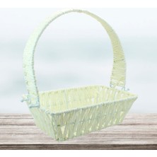 Süsle Bebek ve Parti Saplı Dikdörtgen Sepet, 30 cm, Orta Boy