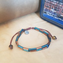 Vaoov 925 Ayar Gümüş Hematit Taşlı Erkek Bileklik