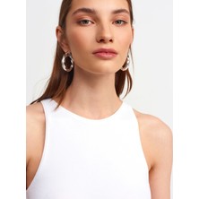 Dilvin 3694 Halter Yaka T-Shirt-Beyaz