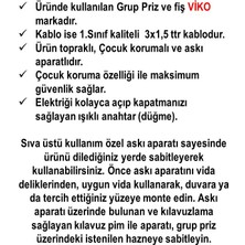 Viko Ekonomik Siyah 3'lü Anahtarlı Topraklı Çocuk Korumalı Grup Priz 7 Metre Kablo