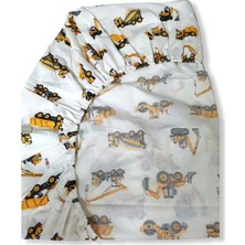 Bebek Özel Pamuk Bebek ve Çocuk Lastikli Çarşaf 70X130 (Iş Makina Desen)