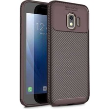 Case World Samsung Galaxy J2 Core Karbon Tasarımlı Kapak Kahverengi