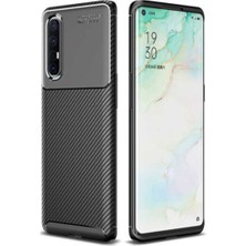 Case World Oppo Reno 3 Pro Karbon Tasarımlı Kapak Siyah