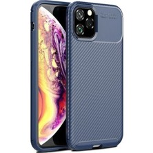 Case World Apple iPhone 11 Promax Karbon Tasarımlı Kapak Lacivert