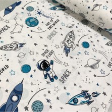 Bebek Özel Pamuk Bebek ve Çocuk Lastikli Çarşaf Uzay Astronot Desenli 70X120 cm