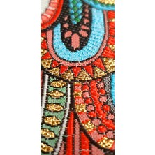 New Bazaar Kanvas Bez Çanta - Dokuma Kumaş Desenli - Iç Cepli ve Cırtlı - 36 x 40 cm - Renkli Damlayan Damlalar