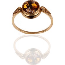 Adil Idil Kuyumculuk Yeşil Taşlı Yuvarlak Kesim Yüzük