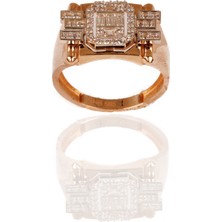 Adil Idil Kuyumculuk Rose Renk Baget Taşlı Kalın Yüzük