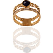 Adil Idil Kuyumculuk Mavi Renkli Halat Model Ikili Taşlı Yüzük