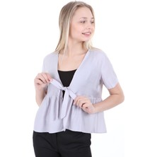 Disentis Modest Önden Bağlamalı Yarım Kollu Gri Bolero
