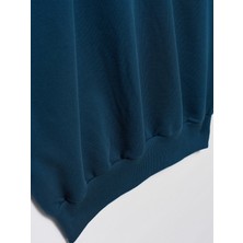 Dilvin 3588 Crop Vatkalı Sweatshirt-Petrol